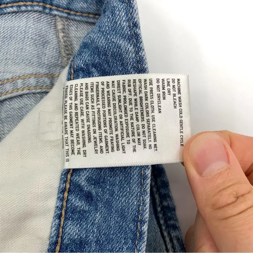 UNIQLO Peg Top High Rise Damaged Jeans Blue Denim 29